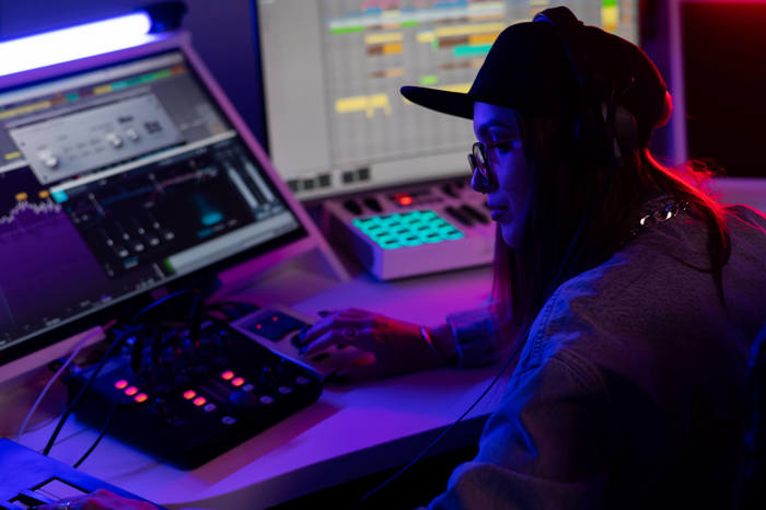 Female producer in studio