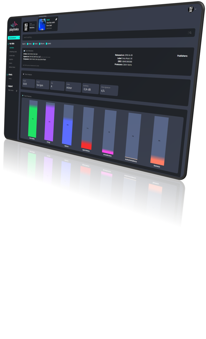 Playtreks Feature Music Metadata Dashboard 3D